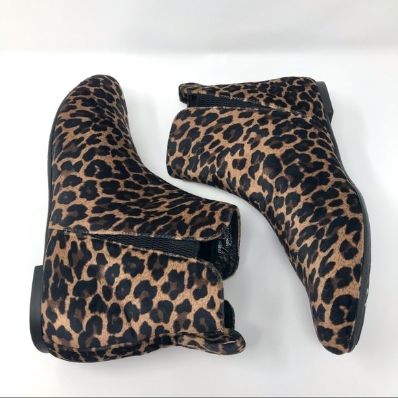 Born Shoes - Born Remo Brown and Black Leopard Animal Print Fabric Pixie Booties Size 6